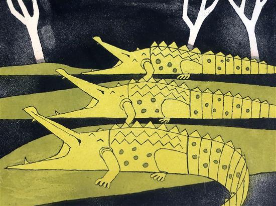 § Julian Trevelyan (1910-1988) Crocodiles 22 x 30.5in.